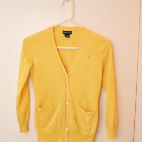 Ralph Lauren Yellow Cardigan Sweater sz. L (12-14) - Picture 3 of 11